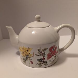 Floral White Teapot